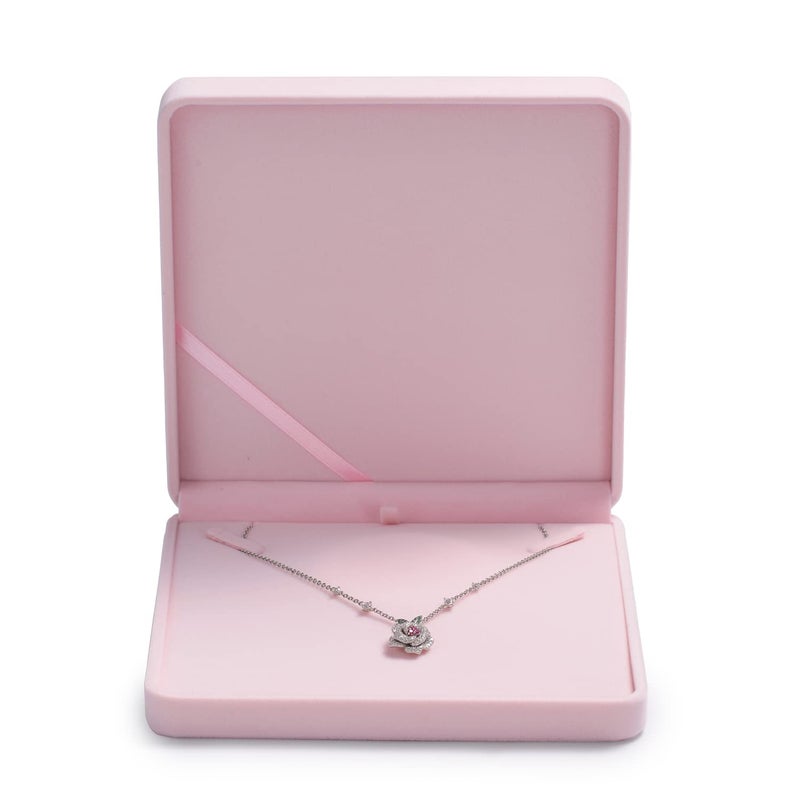 Oirlv Pink Velvet Pendant Box Big Necklace/Chunky Necklace Gift Box Jewelry Storage Case - Image 4